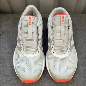New Balance Light Gray and Bright Orange Athletic Shoes